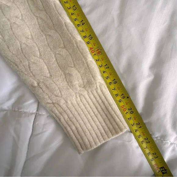 Ralph Lauren Cream Cable Knit Crewneck Sweater Women’s Large Wool Cashmere Blend - Picture 10 of 10